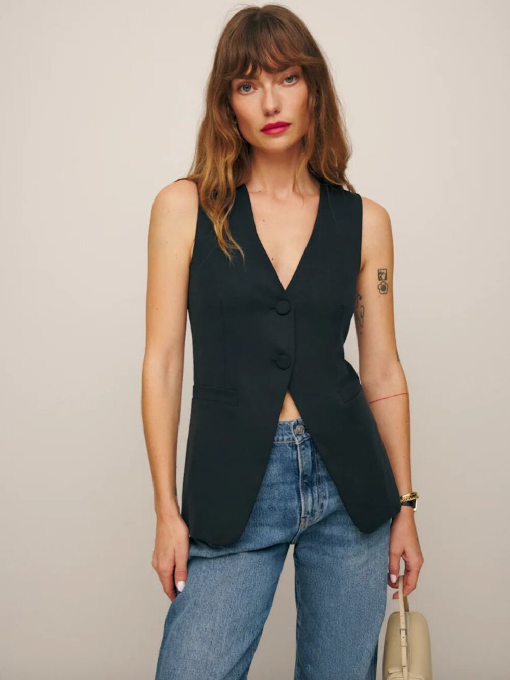 Reformation Casey Vest Black - Size S